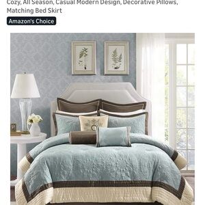 Cozy Modern Bedding Set in Blue and Brown